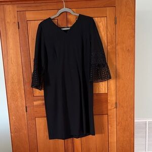 Talbots Elegant Black Dress with Lace Detail